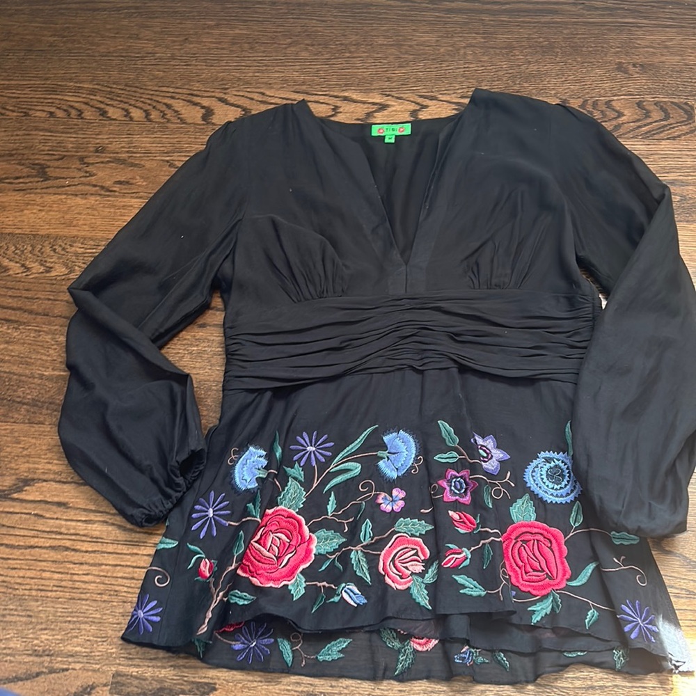 Tibi embroidered peplum blouse